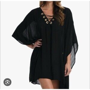 La Blanca Capri Lace Front Beach Caftan Dress Swimwear Cover Up M 269